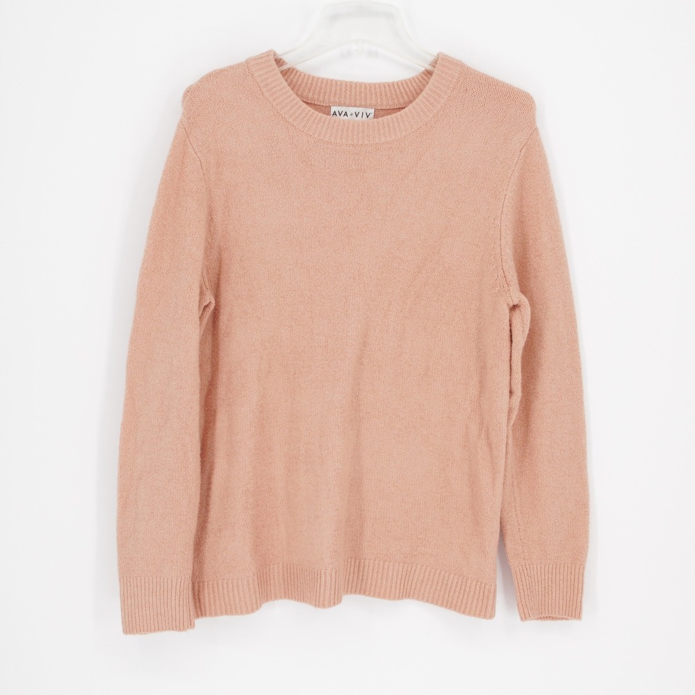 Ava & Viv Women's Pink Long Sleeve Crew‎ Neck Knit Pullover Sweater Size 1X